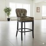 Chesterfield Barkruk Leder – Olijf-Groen Art. Nr.: 18353, Ophalen, Nieuw, Leer, 90 cm of meer