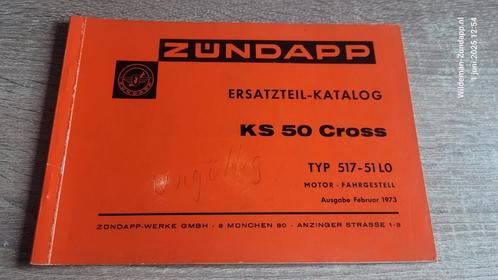 Zundapp Onderdelenboek KS 50 Cross  uitgave 02-1973, Fietsen en Brommers, Handleidingen en Instructieboekjes, Zo goed als nieuw