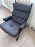 Design relax fauteuil Ingmar Relling vintage stoel bruin, Huis en Inrichting, Fauteuils, Ophalen, Gebruikt, 75 tot 100 cm, Leer