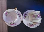 Royal Ascot Theekopjes met Schotel - Viooltjes Design, Ophalen of Verzenden