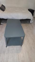 Grijs groen bijzettafeltje op wieltjes Ikea (2x), Gebruikt, Vierkant, Ophalen, 45 tot 60 cm