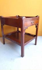 Vintage Engels bijzettafeltje tafeltje met lade en onderblad, Gebruikt, 50 tot 100 cm, Vintage, Ophalen of Verzenden