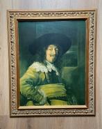 Grote prent op doek cavalier, Frans Hals, goudkleurige lijst, Antiek en Kunst, Ophalen