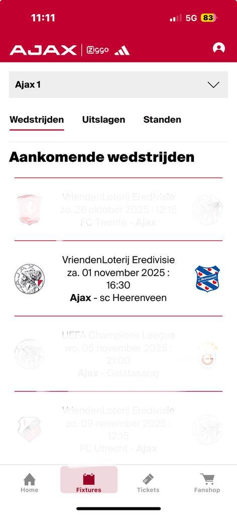 2 Prime Seat Field tickets Vak 020 / Ajax - SC Heerenveen, Tickets en Kaartjes, Sport | Voetbal, Twee personen, November