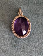 Antieke Geel Gouden Hanger. Amethist. 8 kr, Gebruikt, Overige voorstellingen, Verzenden, Paars