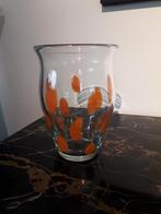 PRACHTIGE VINTAGE GLAZEN VAAS in PERFECTE STAAT hoog 21 cm, Ophalen of Verzenden