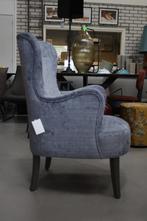Mooie blauwe stoffen fauteuil oorfauteuil, Huis en Inrichting, Fauteuils, Stof, 75 tot 100 cm, Zo goed als nieuw, 50 tot 75 cm