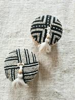 Bamboe doosje kralen zwart/zand uit Bali, Mand, Rond, Ophalen of Verzenden, Tropical Home