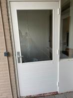 Witte Buitendeur met Glas, Doe-het-zelf en Verbouw, Deuren en Horren, Ophalen, Gebruikt, 80 tot 100 cm, 200 tot 215 cm