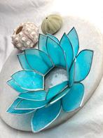 Capiz Lotus waxinelichthouder, Overige materialen, Blauw, Ophalen of Verzenden, Zo goed als nieuw