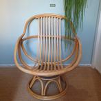 Vintage Rotan Draaistoel, Ophalen, Gebruikt, Bruin, Vintage
