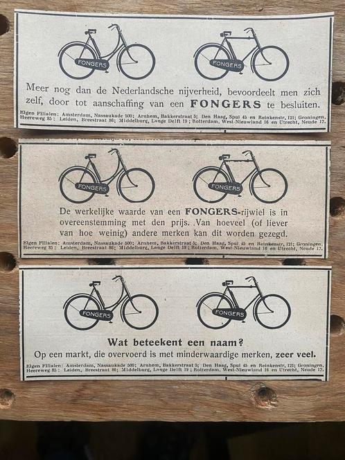 Fongers fietsen, origineel 1917, Verzamelen, Merken en Reclamevoorwerpen, Gebruikt, Overige typen, Ophalen of Verzenden
