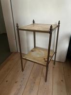 Bijzettafeltje metaal en marmer, Huis en Inrichting, Minder dan 55 cm, Gebruikt, Metaal of Aluminium, Vierkant
