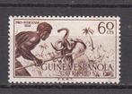 Guinea Espanola met een krijger plakker, Verzenden, Guinee, Gestempeld