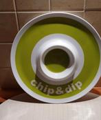 Retro Chip & Dip Schaal - Groen/Wit, Huis en Inrichting, Porselein of Keramiek, Schaal, Rond, Ophalen of Verzenden