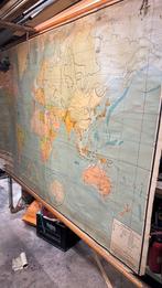 Oude linnen Wereldkaart Schoolplaat / diverse landkaarten, Antiek en Kunst, Antiek | Schoolplaten, Ophalen, Aardrijkskunde