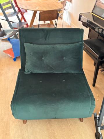 Slaapfauteuil velours groen van made