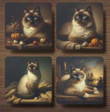 Siamees Rembrandt stijl onderzetters met houder beschikbaar voor biedingen