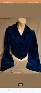 Vintage Fluweel Blazer Jasje Koningsblauw Maat S, Kleding | Dames, Blauw, Ophalen of Verzenden, Vintage, Jasje