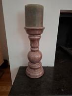 Mooie hoge Stenen Kandelaar oud roze, Huis en Inrichting, Woonaccessoires | Kandelaars en Kaarsen, Overige materialen, Gebruikt