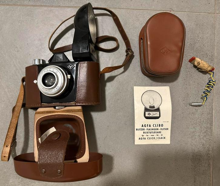 AGFA CLICK II 1:8.8 6x6 voor rolfilm met flits en tassen, Audio, Tv en Foto, Fotocamera's Analoog, Gebruikt, Compact, Overige Merken