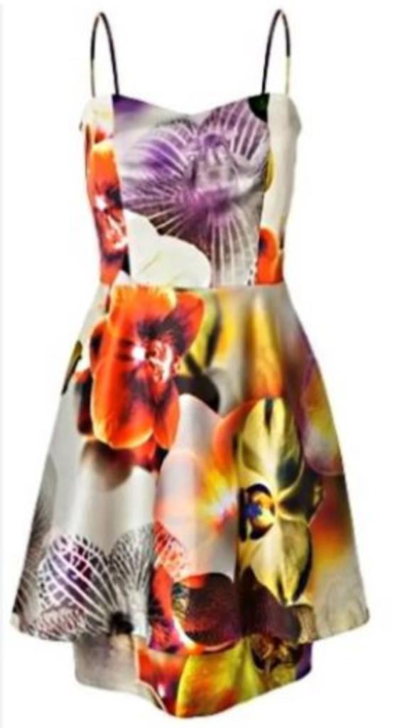 Mooie wit/geel/oranje/paarse ADDY VAN DEN KROMMENACKER jurk, Kleding | Dames, Jurken, Gedragen, Maat 38/40 (M), Geel, Boven de knie