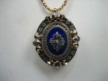 Antieke gouden 14 karaat Edelsteen hanger Broche met Briljan beschikbaar voor biedingen