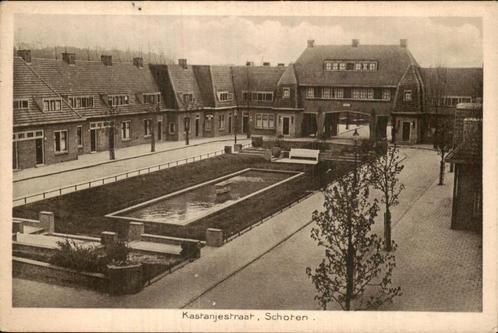 Kastanjestraat in Schoten met vijver en woningen, Verzamelen, Ansichtkaarten | Nederland, Ongelopen, Noord-Holland, 1940 tot 1960