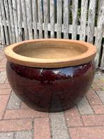 Grote bruine, geglazuurde plantenbak/bloempot, Tuin en Terras, Bloempotten, Ophalen, Zo goed als nieuw