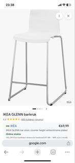 IKEA GLENN Barkruk - Wit/Chroom, Huis en Inrichting, Met voetsteun, 60 tot 90 cm, Ophalen of Verzenden, Zo goed als nieuw
