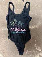 Zwart Badpak met Neon Print California - Maat S, Verzenden, Gedragen, Zwart, Badpak
