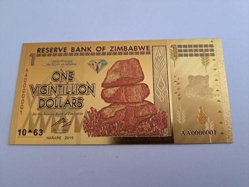 BILJET -ZIMBABWE - GOUDFOLIE-1VIGINTIILLILION DOLLARS (231), Postzegels en Munten, Bankbiljetten | Afrika, Los biljet, Zimbabwe
