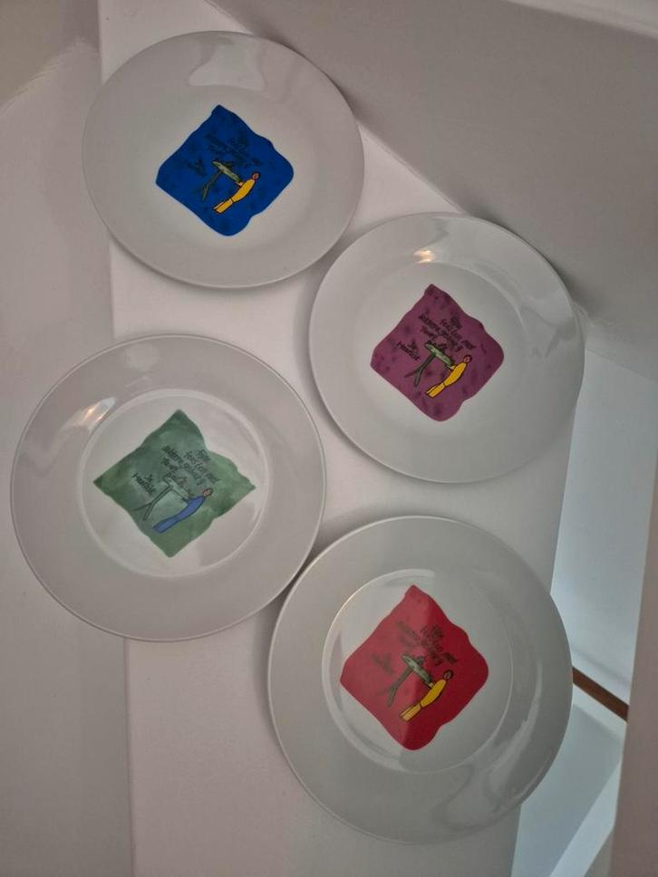 4 Gebaksbordjes - Kado met Boodschap, Huis en Inrichting, Keuken | Servies, Ophalen of Verzenden