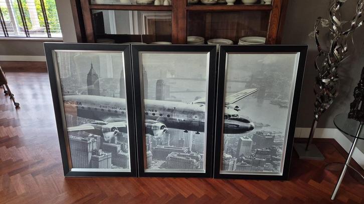 Drieluik Dakota boven New-York - zwart wit / 112 x 186, Huis en Inrichting, Woonaccessoires | Schilderijen, Tekeningen en Foto's