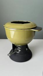 Fonduepan gietijzer groen, Witgoed en Apparatuur, Fonduesets, Ophalen of Verzenden, Zo goed als nieuw, Brander, Fonduepan