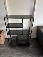 Zwarte vakkenkast - Metaal & Hout, Ophalen, Met plank(en), 100 tot 150 cm, 50 tot 100 cm