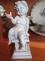 Prachtige brocante zittende engel met duif in hand, Antiek en Kunst, Curiosa en Brocante, Ophalen of Verzenden
