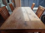 Massief houten eettafel + 4 stoelen, Huis en Inrichting, Tafels | Eettafels, Ophalen, Gebruikt, Eikenhout, 50 tot 100 cm