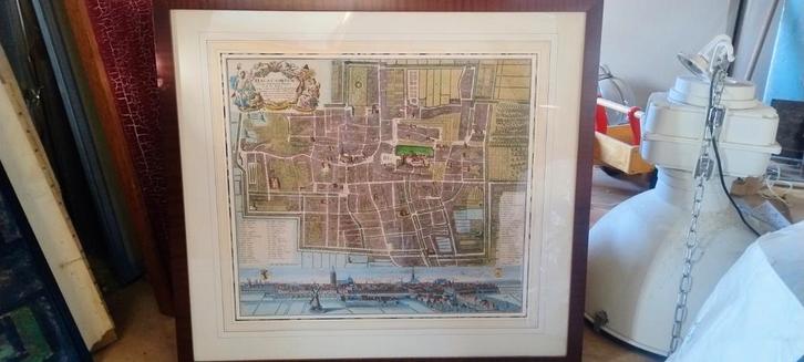 Oude plattegrond Den Haag 1750 - Homann, ingelijst, Antiek en Kunst, Kunst | Litho's en Zeefdrukken, Ophalen of Verzenden