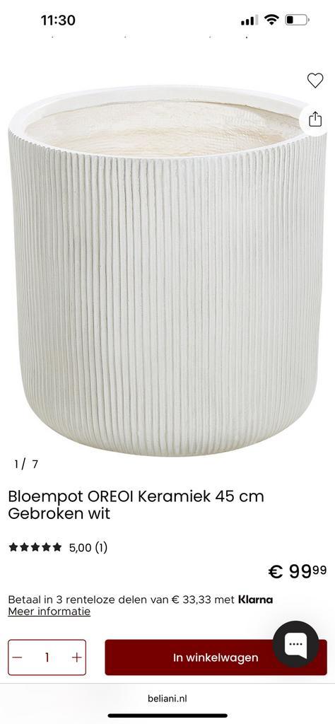 Keramiek bloempot, Tuin en Terras, Bloempotten, Nieuw, Aardewerk, Binnen, Rond, Ophalen