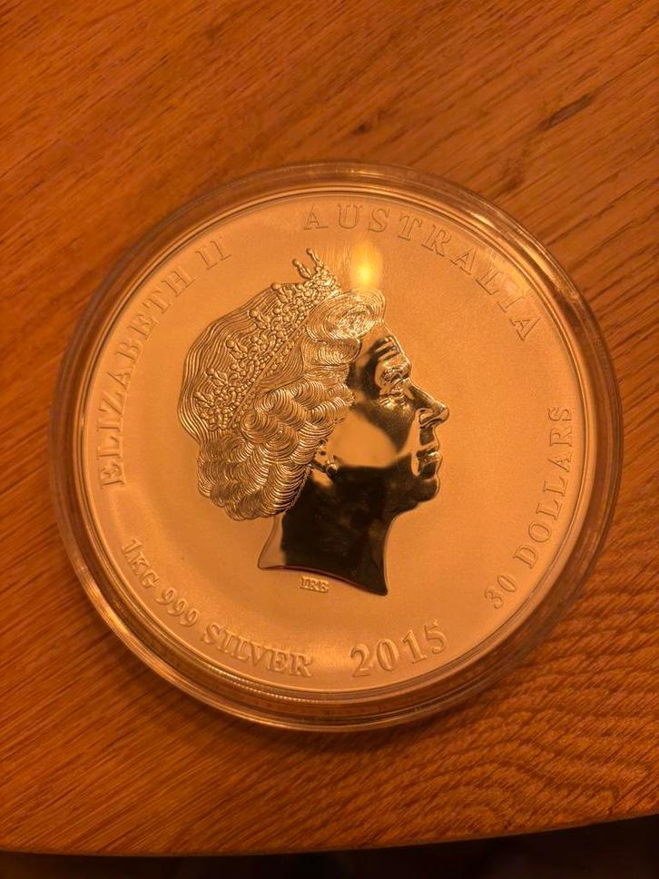 1 kilo LUNAR II – YEAR OF THE GOAT 2015, Postzegels en Munten, Edelmetalen en Baren, Zilver, Ophalen