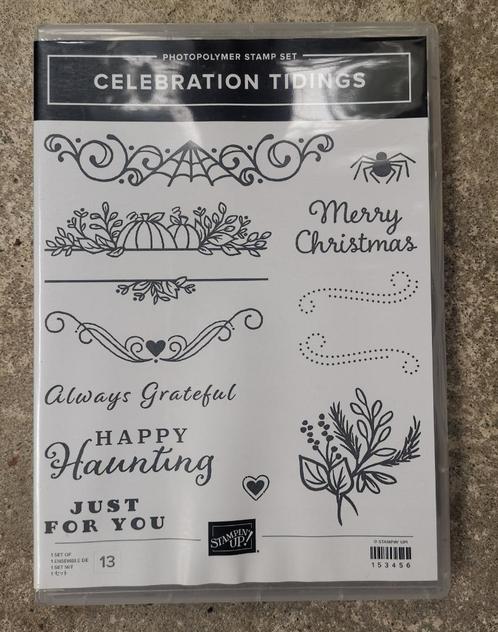 Stampin' Up! stempelset Celebration Tidings, Hobby en Vrije tijd, Stempelen, Zo goed als nieuw, Clearstamp, Ophalen of Verzenden