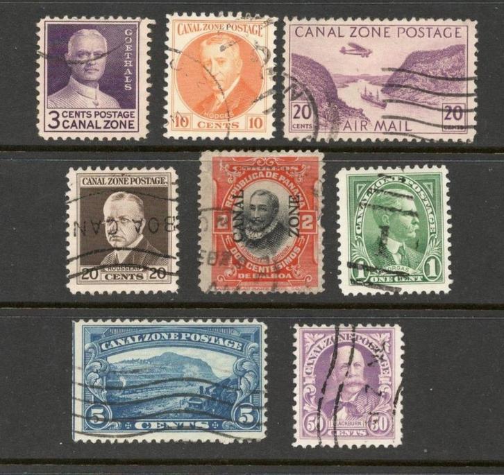 1910 1943 8-wd US CANAL-ZONE, PANAMAKANAAL, Postzegels en Munten, Postzegels | Amerika, Gestempeld, Midden-Amerika, Ophalen of Verzenden
