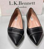 LK Bennett Polly Leather Contrast Stitch Flats schoen hak 37, Schoenen met lage hakken, Zwart, Nieuw, Ophalen of Verzenden