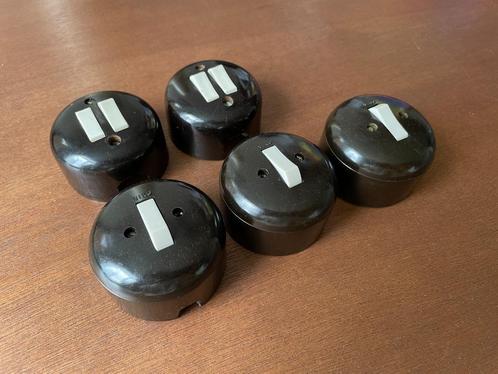 Bakeliet schakelaars, Doe-het-zelf en Verbouw, Elektra en Kabels, Gebruikt, Schakelaar, Ophalen