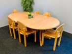 vintage ronde uittrektafel ovaal verlengbaar beuken tafel, Huis en Inrichting, Tafels | Eettafels, Ophalen, 200 cm of meer, Zo goed als nieuw