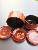 Vintage Japanse Shikki Lakdoos met Onderzetters, Antiek en Kunst, Ophalen of Verzenden