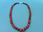 Carneolen collier met zilveren slot                     D131, Sieraden, Tassen en Uiterlijk, Antieke sieraden, Ophalen of Verzenden