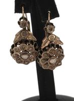 Sale Roos diamanten antiek set gouden oorbellen dames, Ophalen of Verzenden, Goud, Oorbellen, Met edelsteen