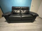 Zwart leren 2 zitsbank, Gebruikt, 150 tot 200 cm, Tweepersoons, 75 tot 100 cm